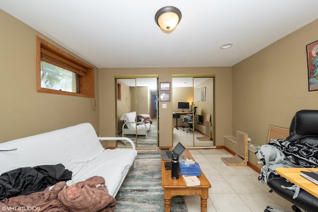 view of tiled living room