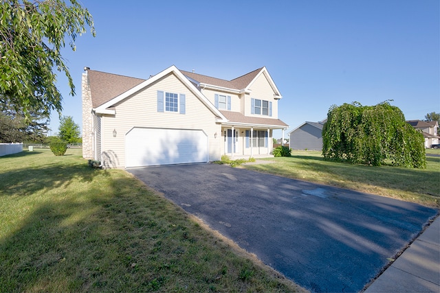 view of front of house featuring a garage and a front yard