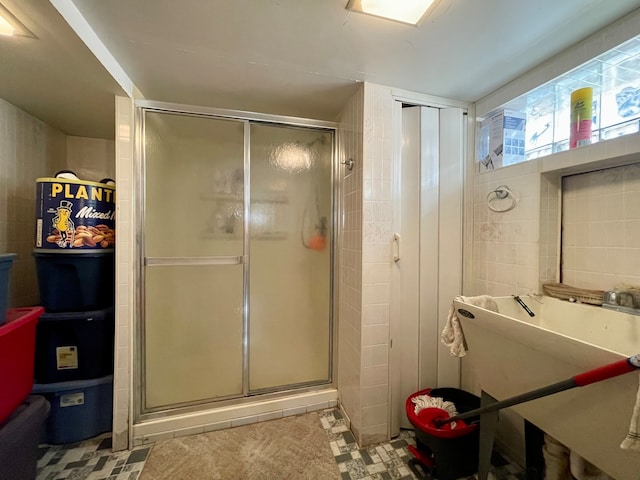 bathroom with an enclosed shower