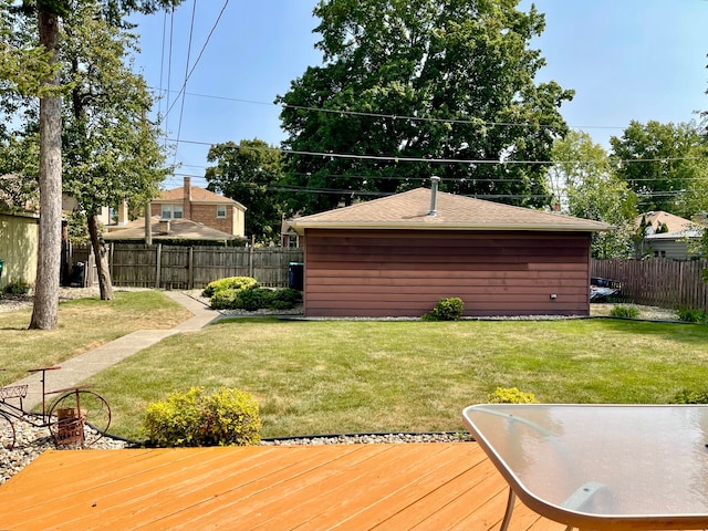 deck featuring a lawn