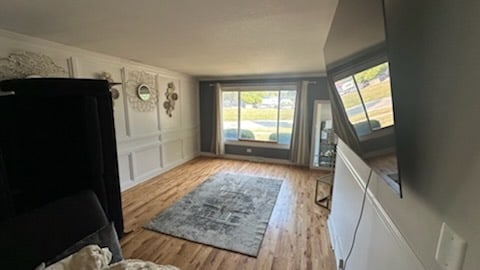 interior space with light hardwood / wood-style flooring