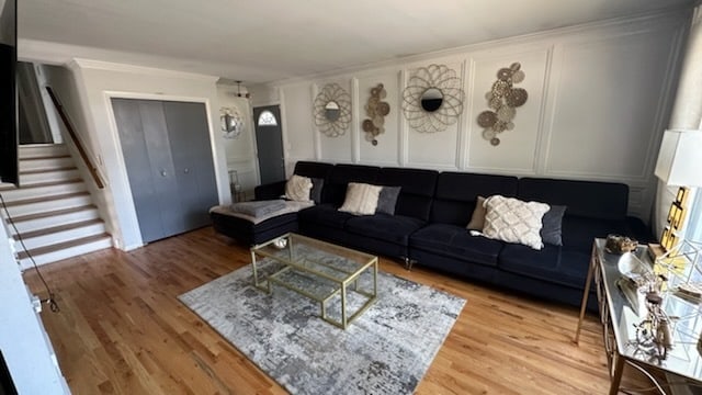 living room featuring light wood-type flooring