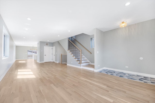 interior space featuring light wood-type flooring