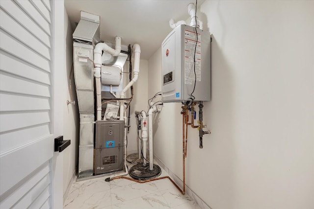 utility room with water heater