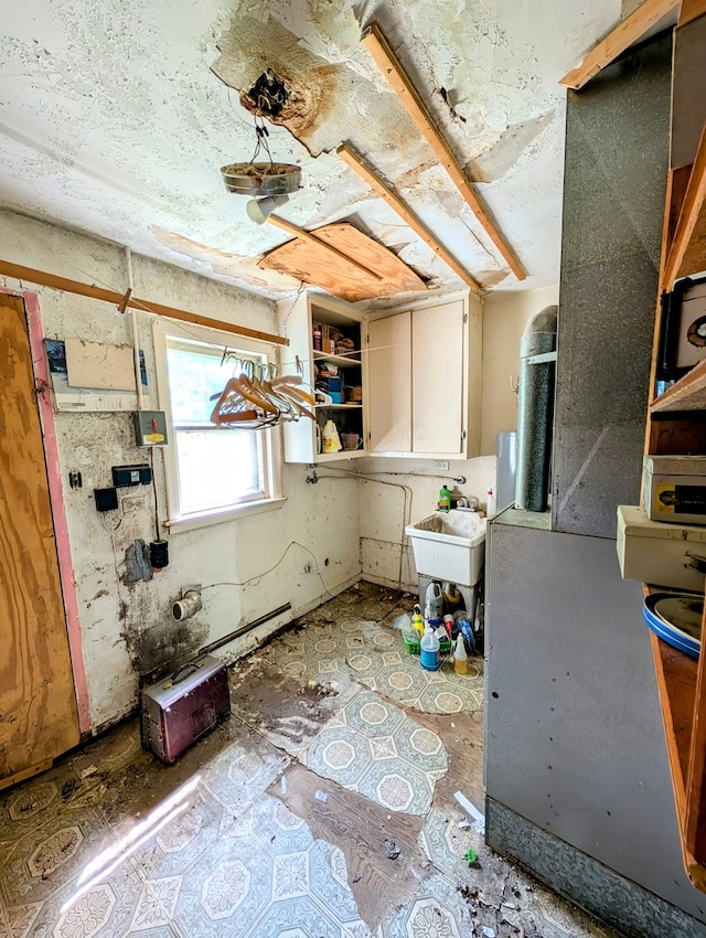 kitchen with white cabinets