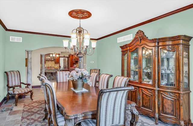 4703 W Kirby Ave, Champaign, IL 61822 - dining room with a chandelier and crown molding