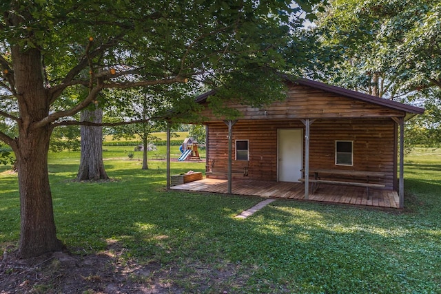 view of outdoor structure with a playground