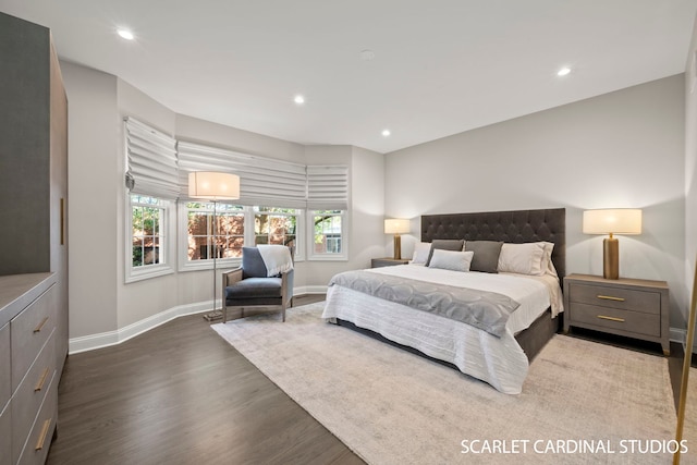 bedroom featuring dark hardwood / wood-style flooring