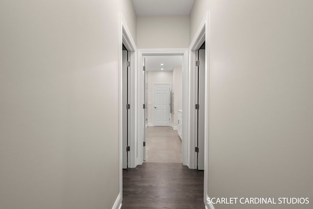 hall featuring dark hardwood / wood-style floors