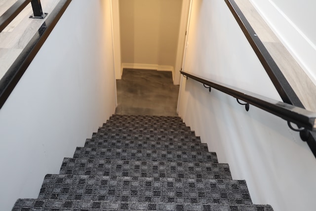 staircase with carpet floors