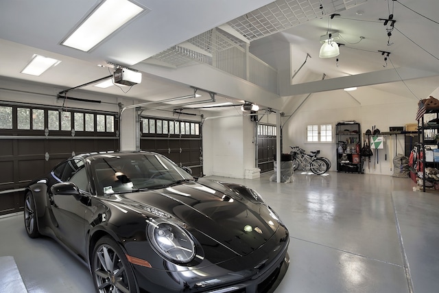 garage with a garage door opener