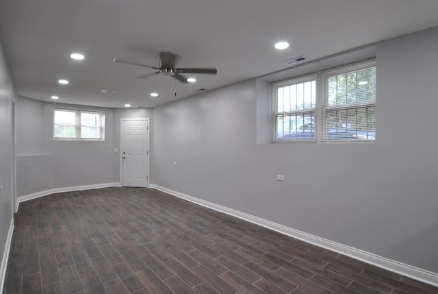 2701 W Congress Pkwy, Chicago, IL 60612 - below grade area featuring ceiling fan, recessed lighting, and dark wood-style flooring