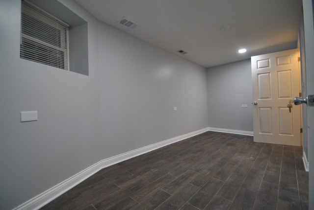 interior space with dark hardwood / wood-style floors