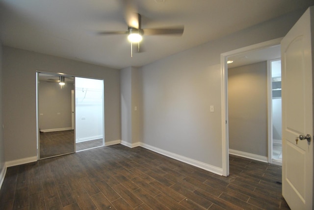 2701 W Congress Pkwy, Chicago, IL 60612 - unfurnished bedroom with dark wood-style floors, ceiling fan, and a closet