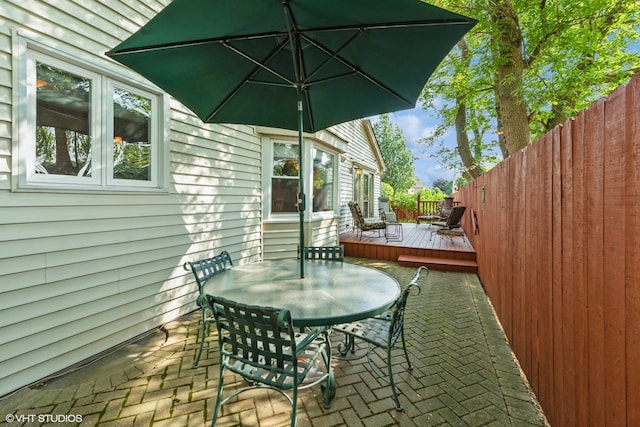 view of patio featuring a deck