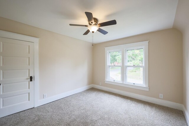 unfurnished bedroom with carpet and ceiling fan