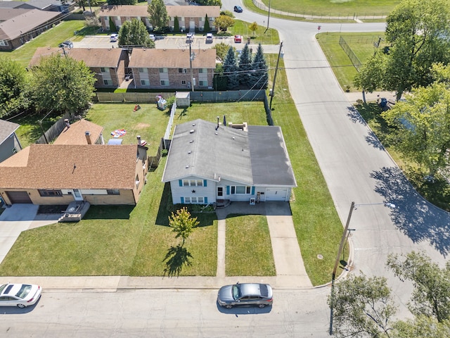 aerial view with a residential view