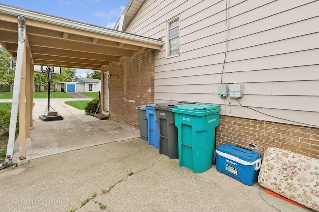 view of patio featuring a carport