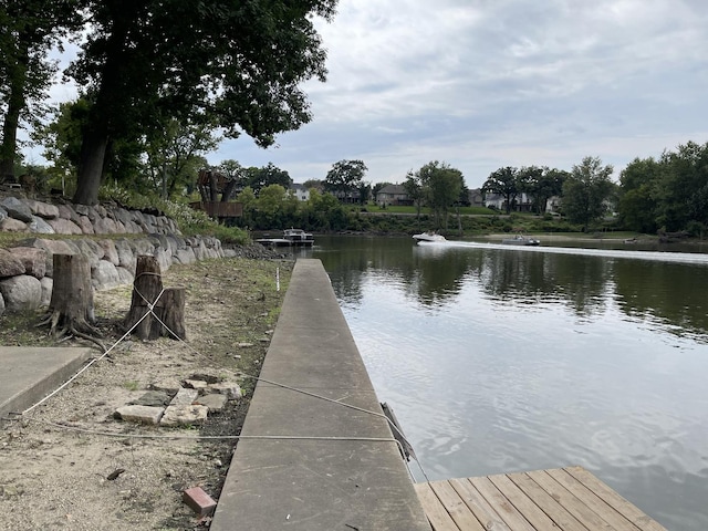 view of dock featuring a water view