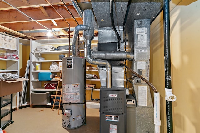 utility room with gas water heater