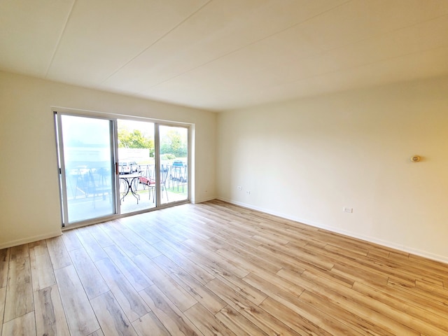 spare room with light hardwood / wood-style flooring