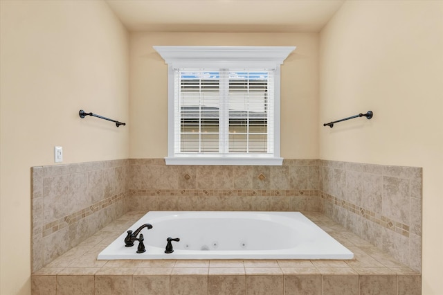 bathroom featuring tiled bath