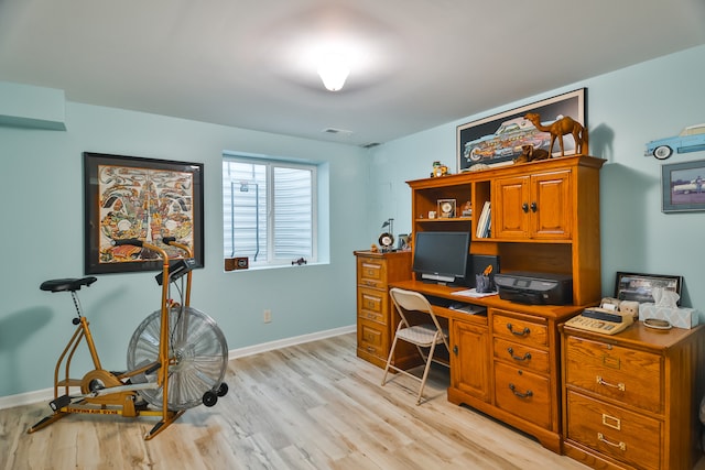 office space featuring light hardwood / wood-style flooring