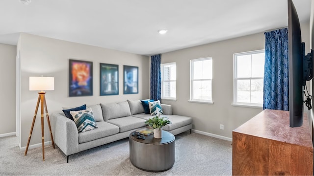 living room featuring carpet floors