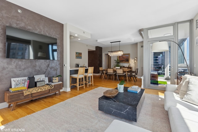 living room featuring light hardwood / wood-style floors