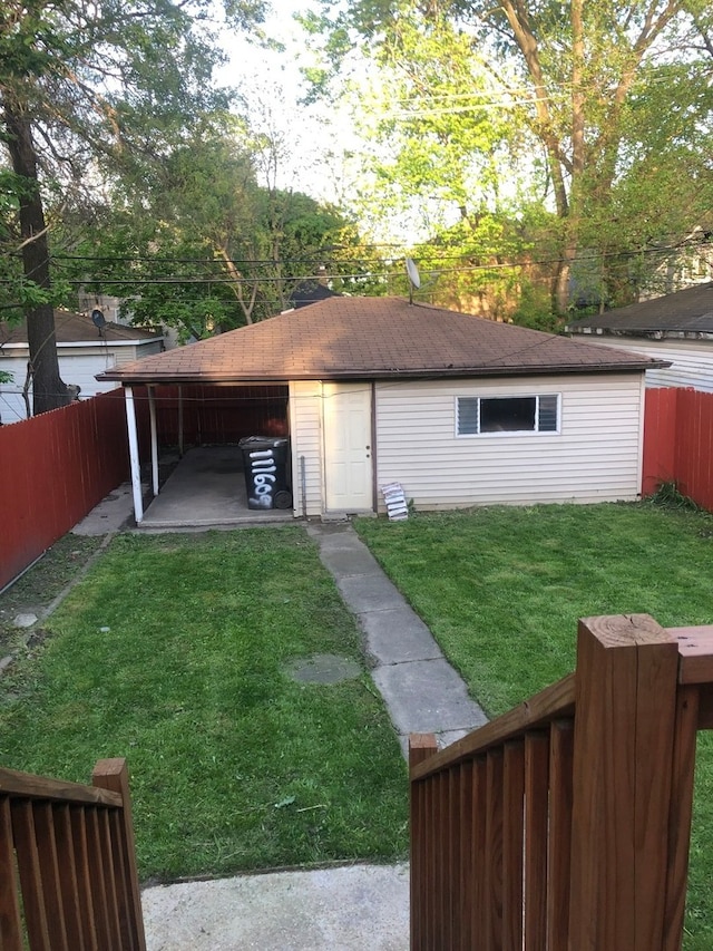 exterior space with a carport and a storage shed