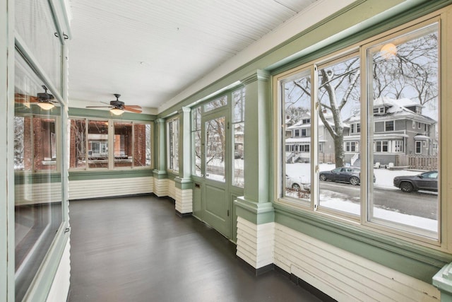 view of unfurnished sunroom