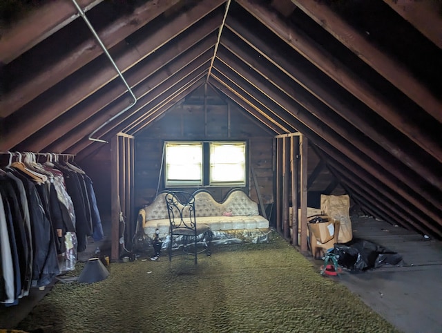 view of unfinished attic