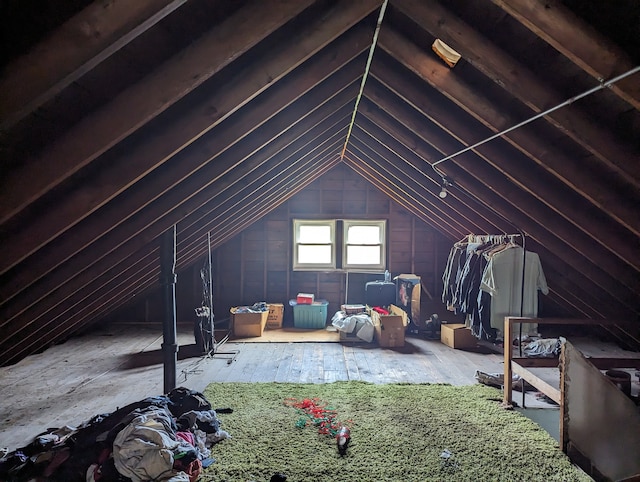 view of unfinished attic