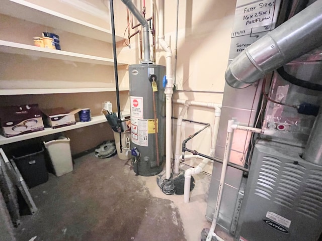 utility room with water heater