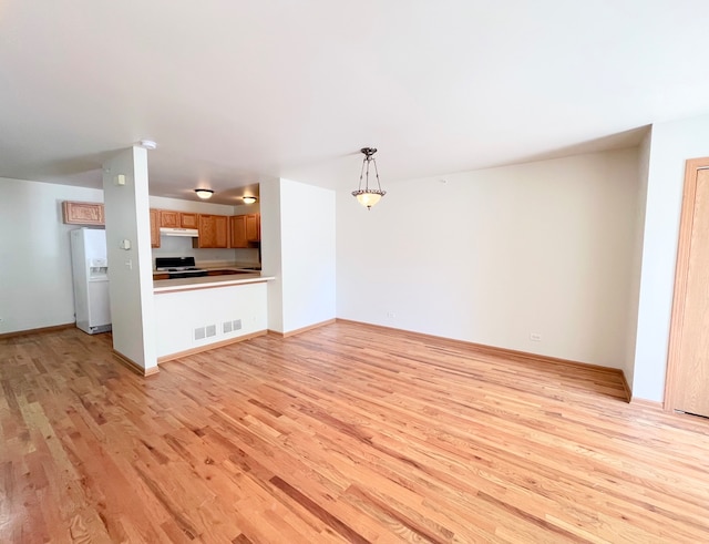 unfurnished living room featuring light hardwood / wood-style floors