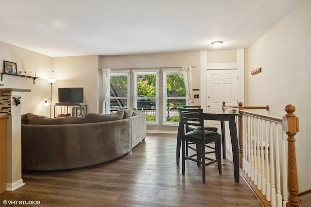 living room featuring dark hardwood / wood-style floors