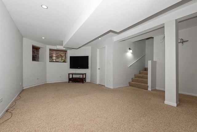 basement with carpet floors