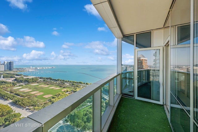 balcony with a water view