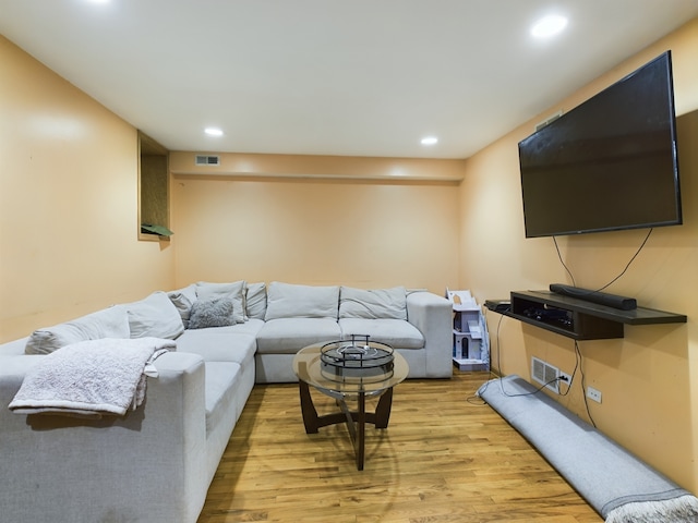 living room with light wood-type flooring