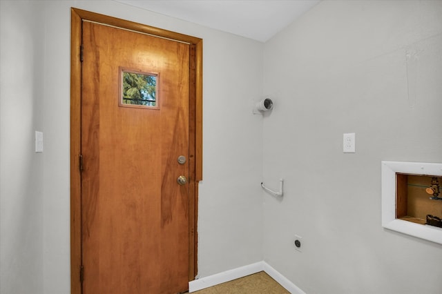 washroom with hookup for a washing machine and hookup for an electric dryer