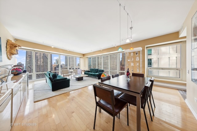 dining room with light wood-type flooring