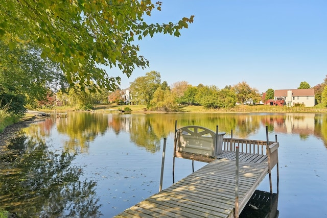 view of dock featuring a water view