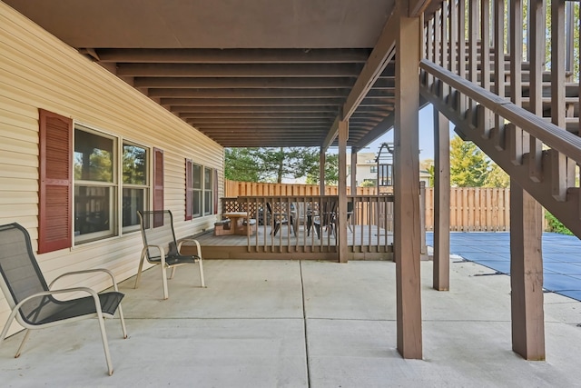 view of patio with a wooden deck