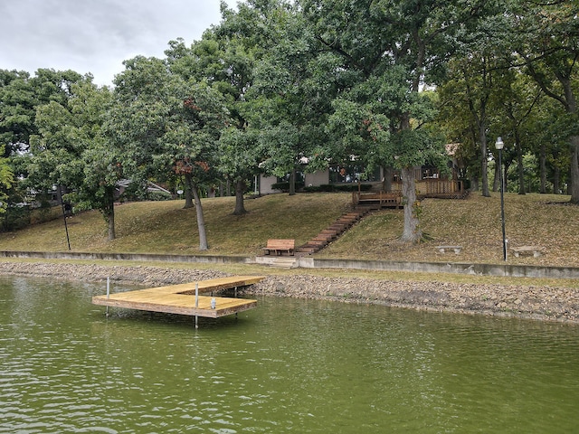 view of dock featuring a water view