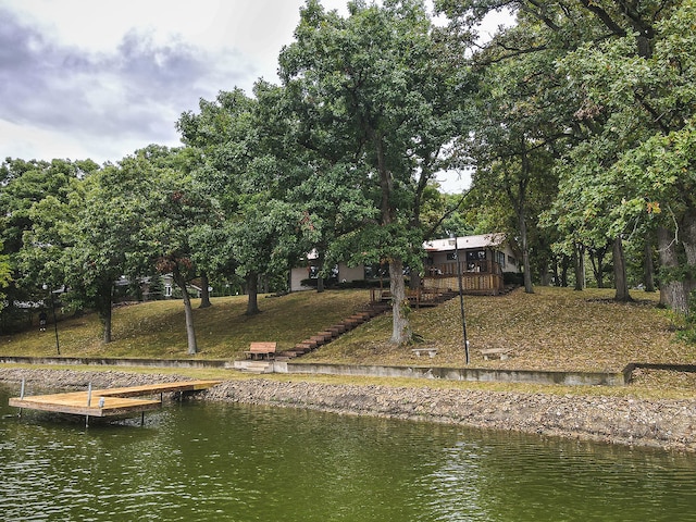 view of water feature featuring a dock