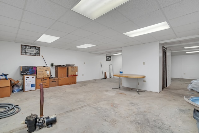 basement with a drop ceiling