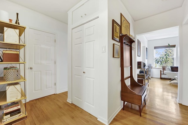 hall featuring light hardwood / wood-style flooring