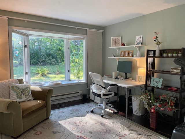 office with a baseboard radiator and plenty of natural light