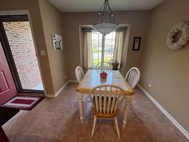 view of tiled dining space