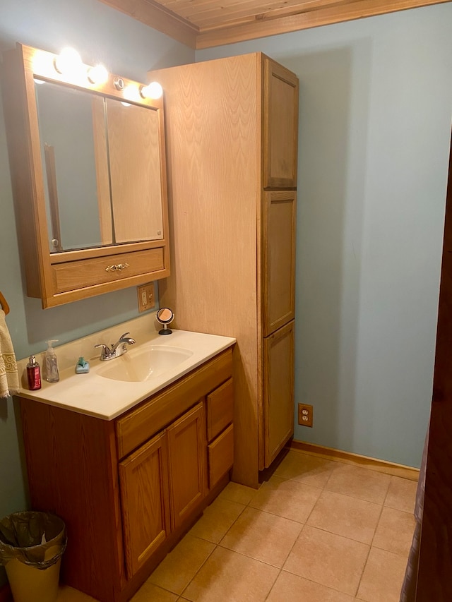 bathroom with vanity and tile patterned flooring